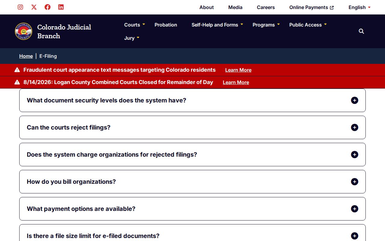 Las Animas County case search CCE access levels