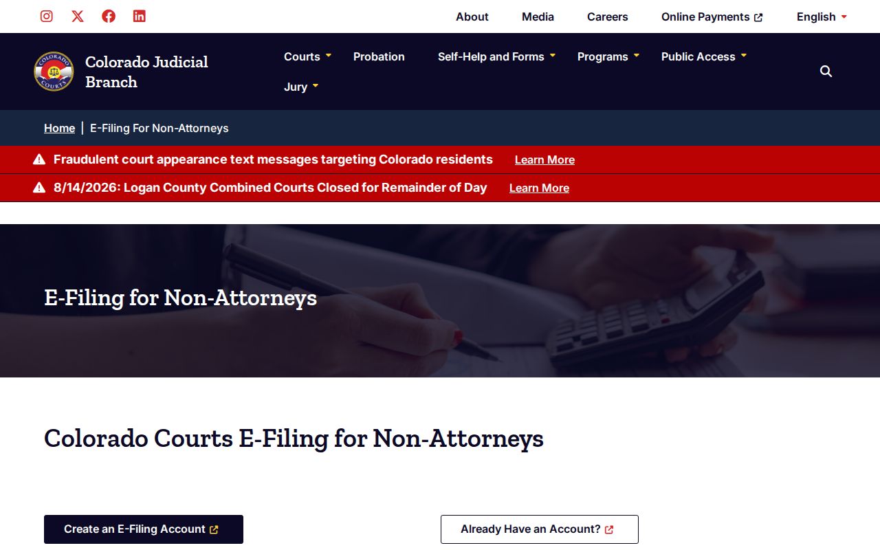 Las Animas County court records e-filing access