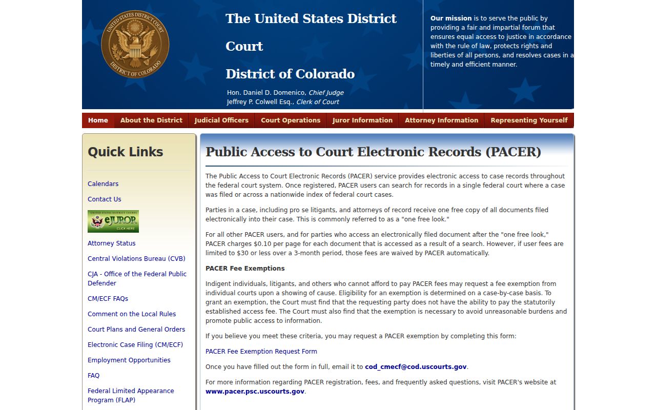 Kim court docket distinction from District of Colorado PACER records