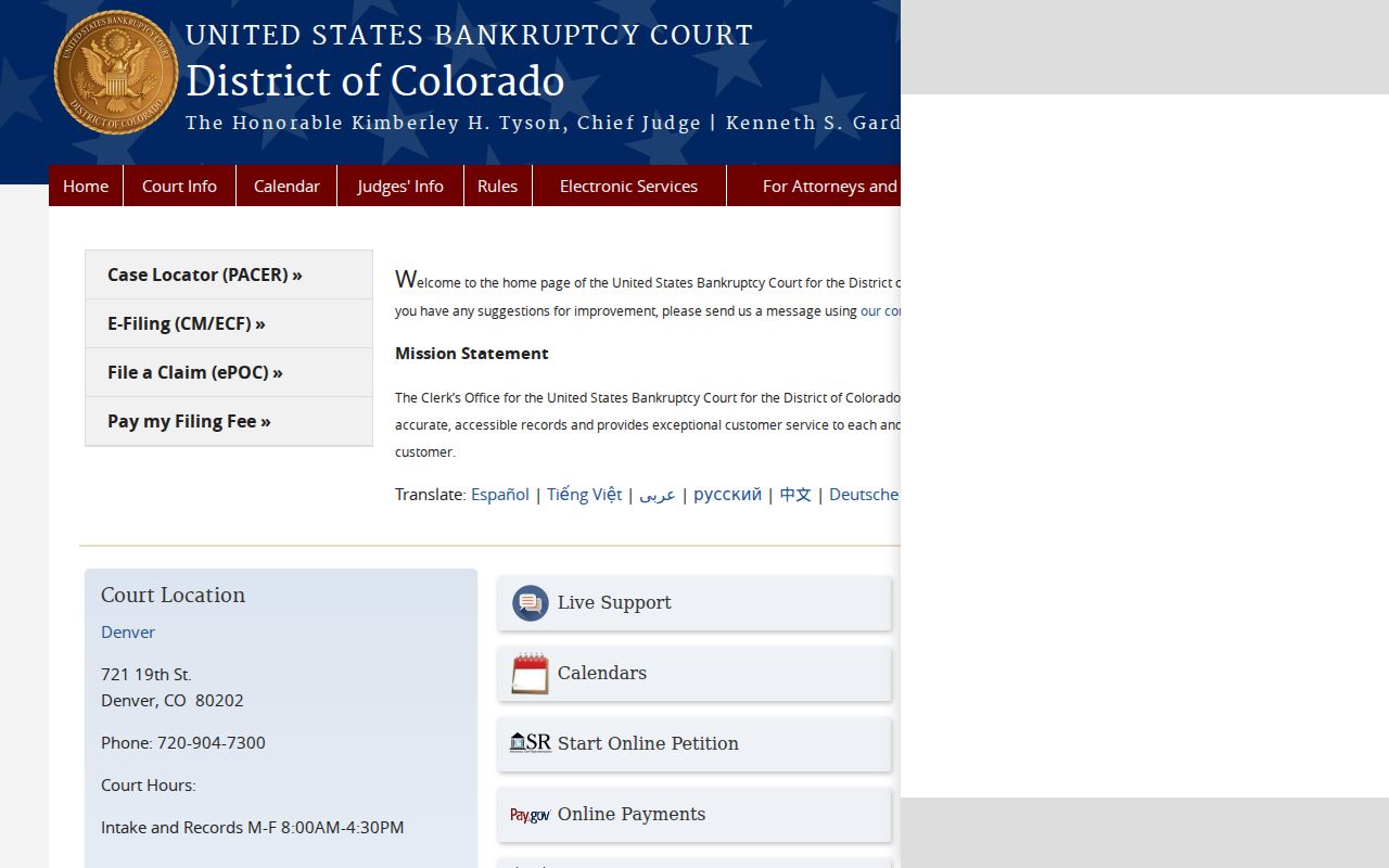 Starkville court docket distinction from Colorado federal bankruptcy records