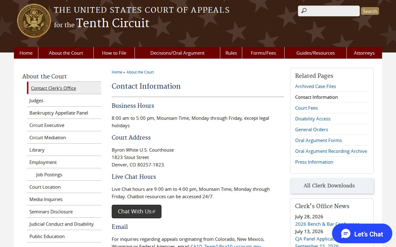 Starkville court docket comparison with Tenth Circuit clerk records