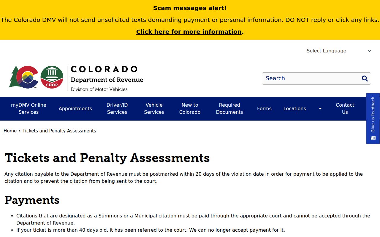 Las Animas County traffic court records ticket routing